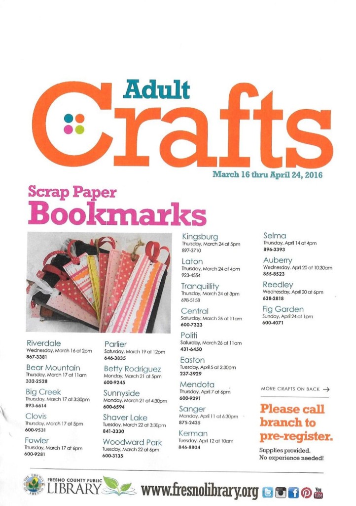 Library April 2016 Adult Crafts